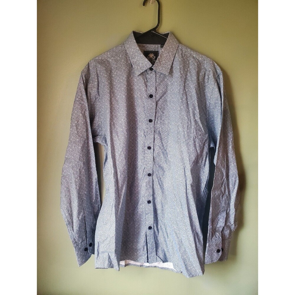 English Laundry Dress Shirt Mens L Large Blue Flip Cuff Button Up Business